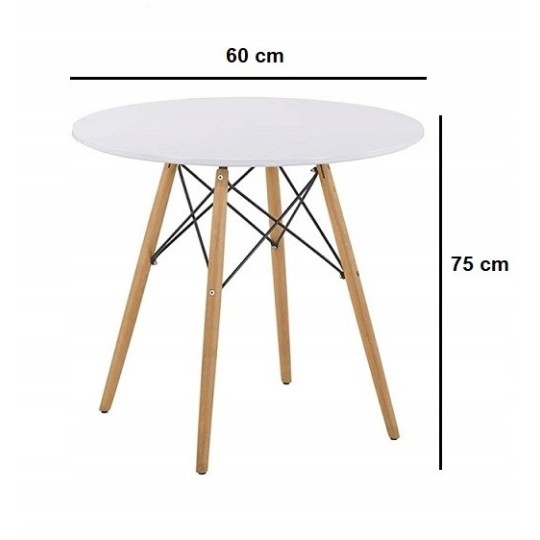 Minőségi 60 cm-es étkezőasztal fehér színben