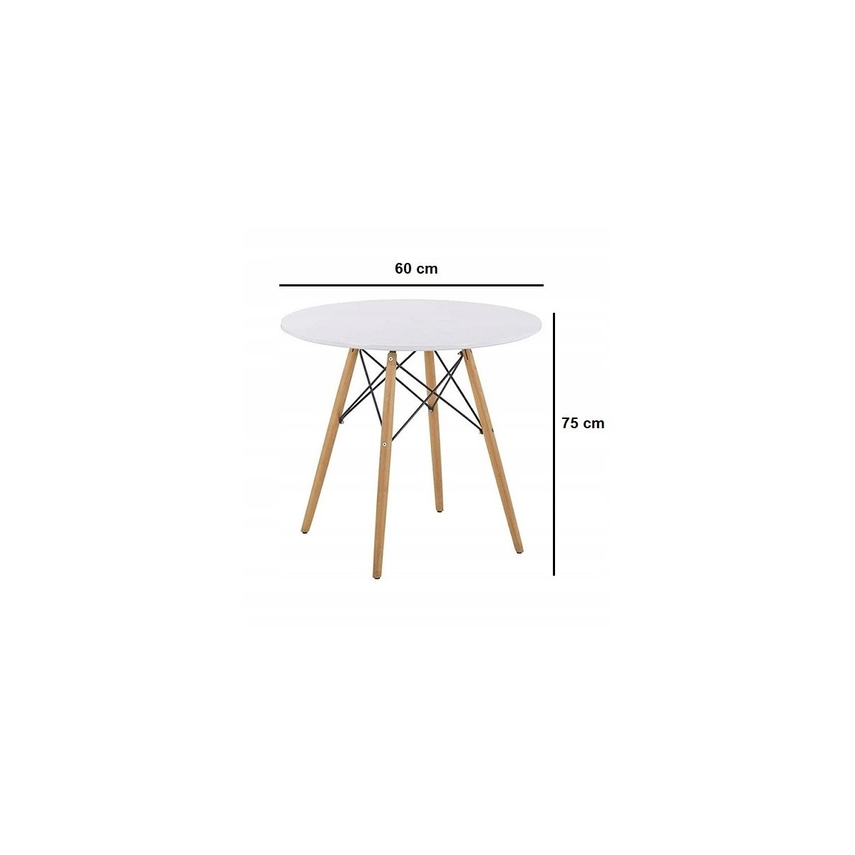 Modern, fekete színű, 60 cm átmérőjű kerek konyhai asztal