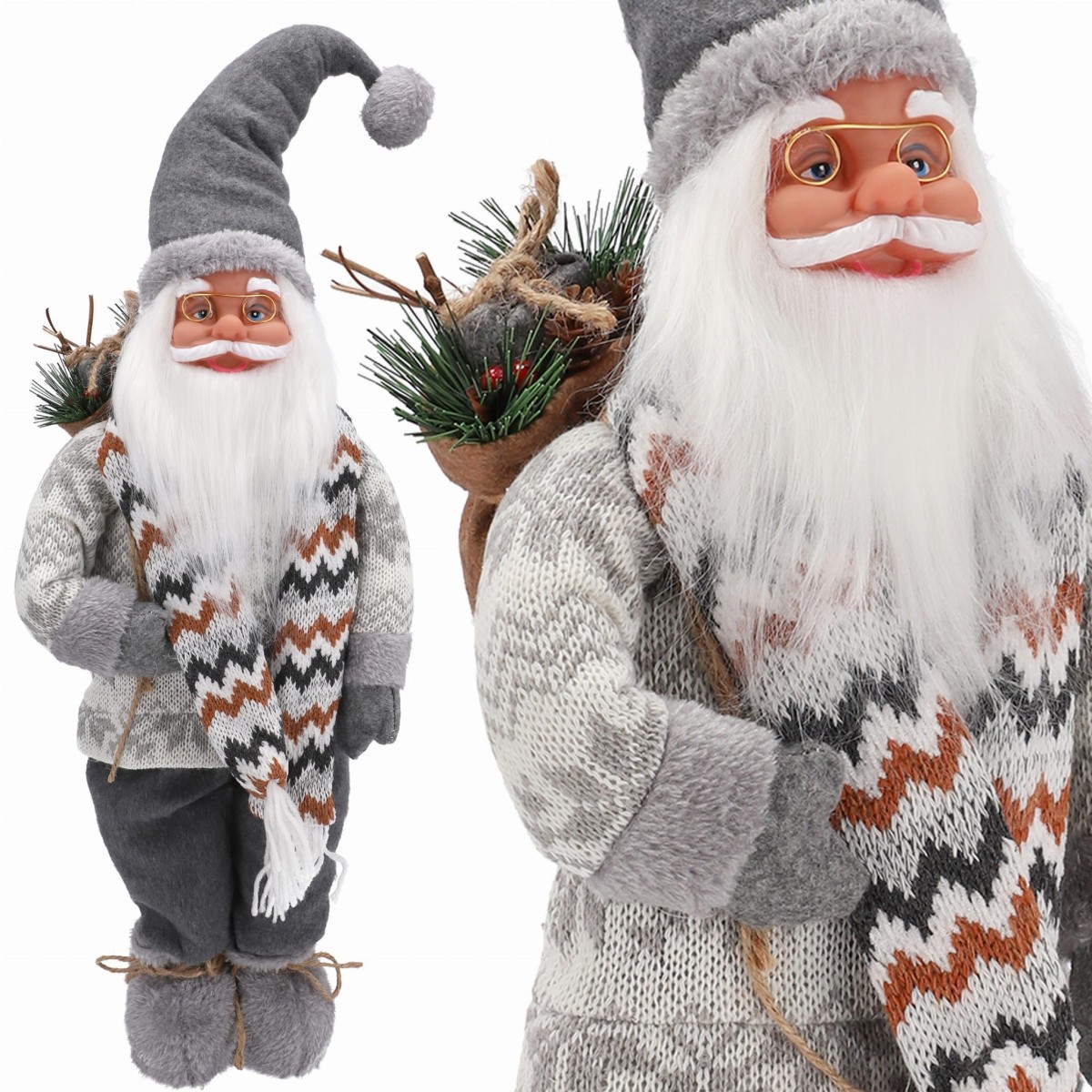 Skandináv stílusú Mikulás karácsonyi figura 60 cm