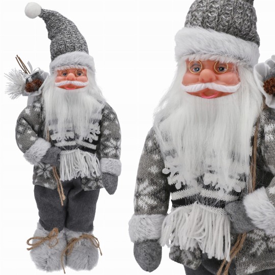 Szürke karácsonyi Mikulás figura