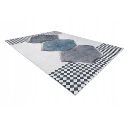 Modern szőnyeg nappaliba geometriai formákkal kék színben ANDRE