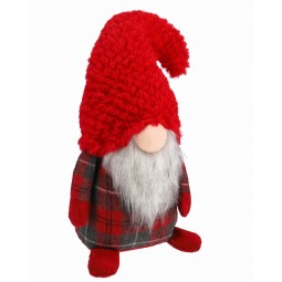 Piros színű, szakállas karácsonyi manó