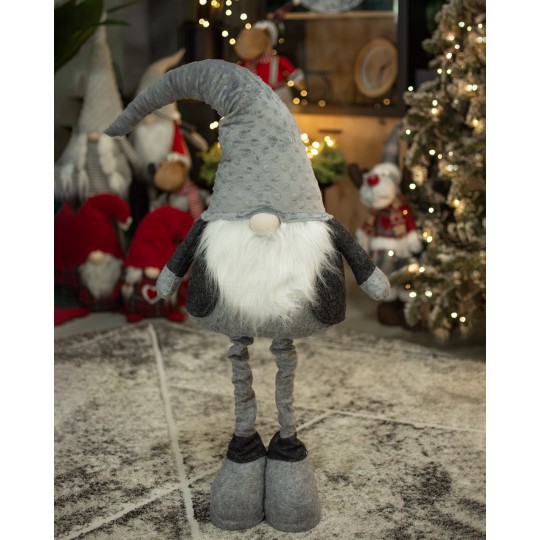 Karácsonyi manó szürke színben, teleszkópos lábakon 90-130 cm