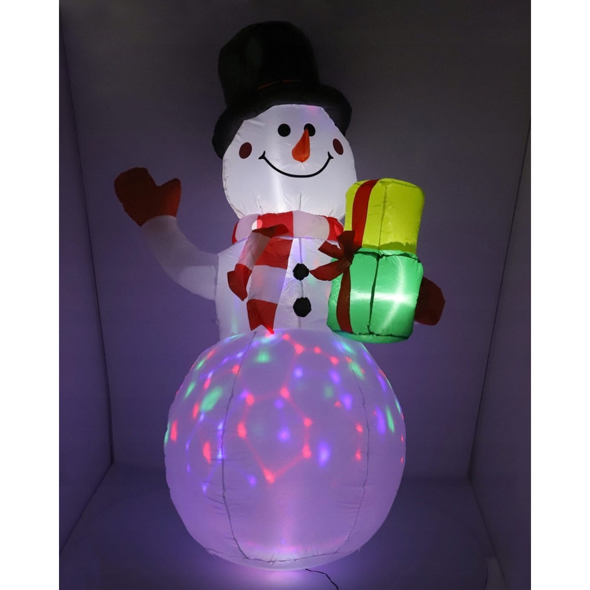 Karácsonyi hóember színes LED-világítással, 150 cm
