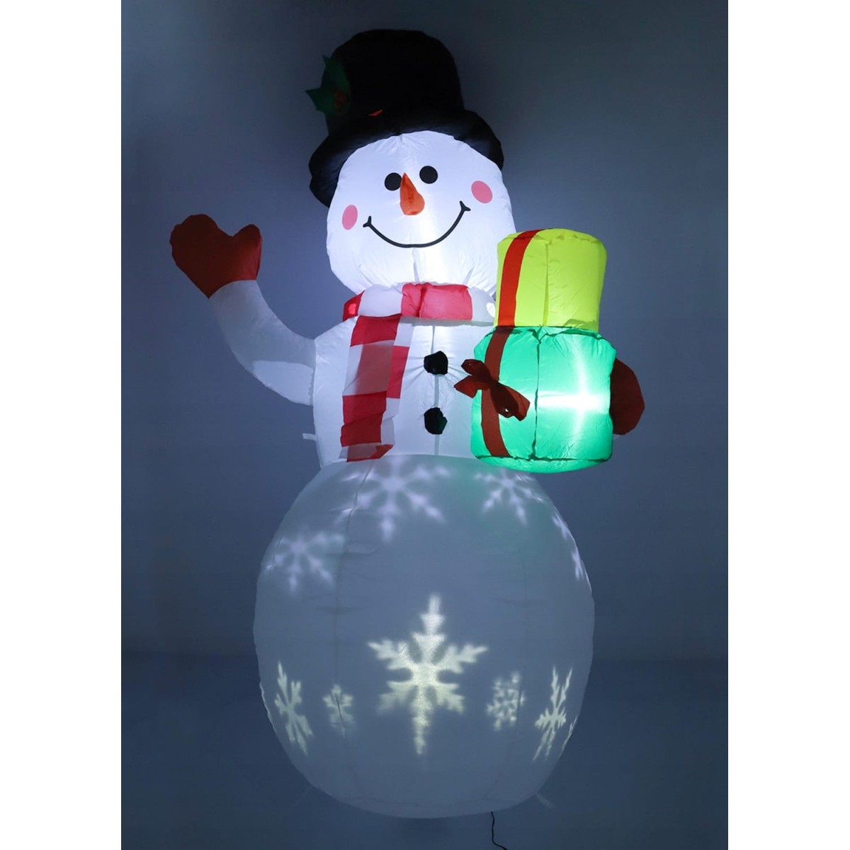Felfújható hóember fehér LED-világítással - 150 cm