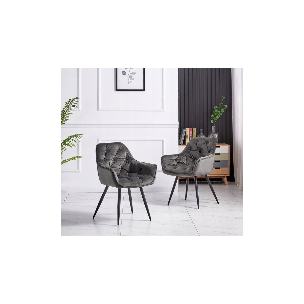Sötétszürke steppelt étkezőszék