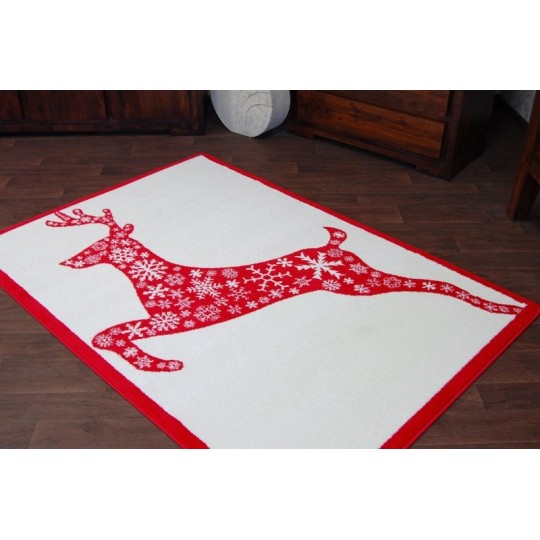 Fehér karácsonyi szőnyegek rénszarvas-mintával