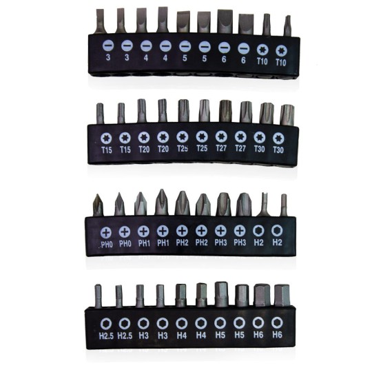 TORX keresztcsavarhúzó-készlet lapos keresztfejű bittel, 58 db.