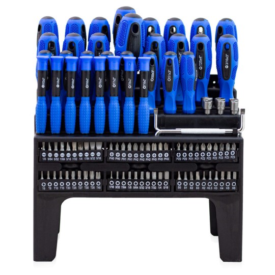 Lapos-, kereszt- és Torx-csavarhúzó készlet, 100 db