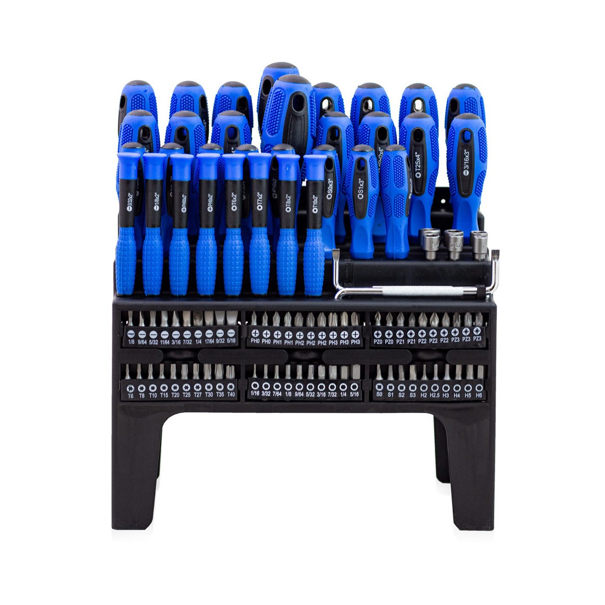 Lapos-, kereszt- és Torx-csavarhúzó készlet, 100 db