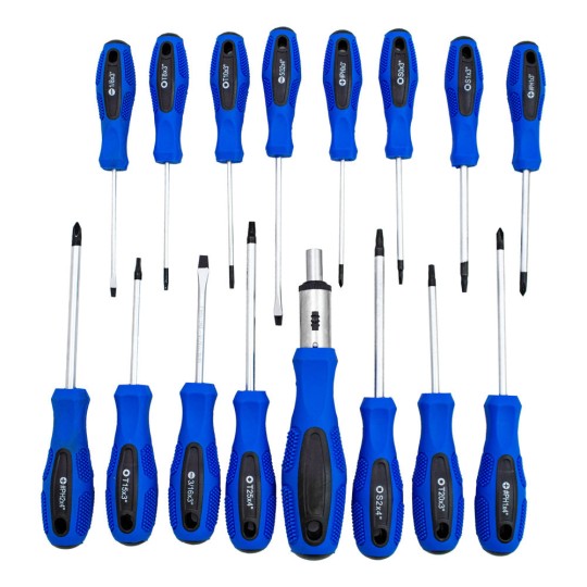Lapos-, kereszt- és Torx-csavarhúzó készlet, 100 db