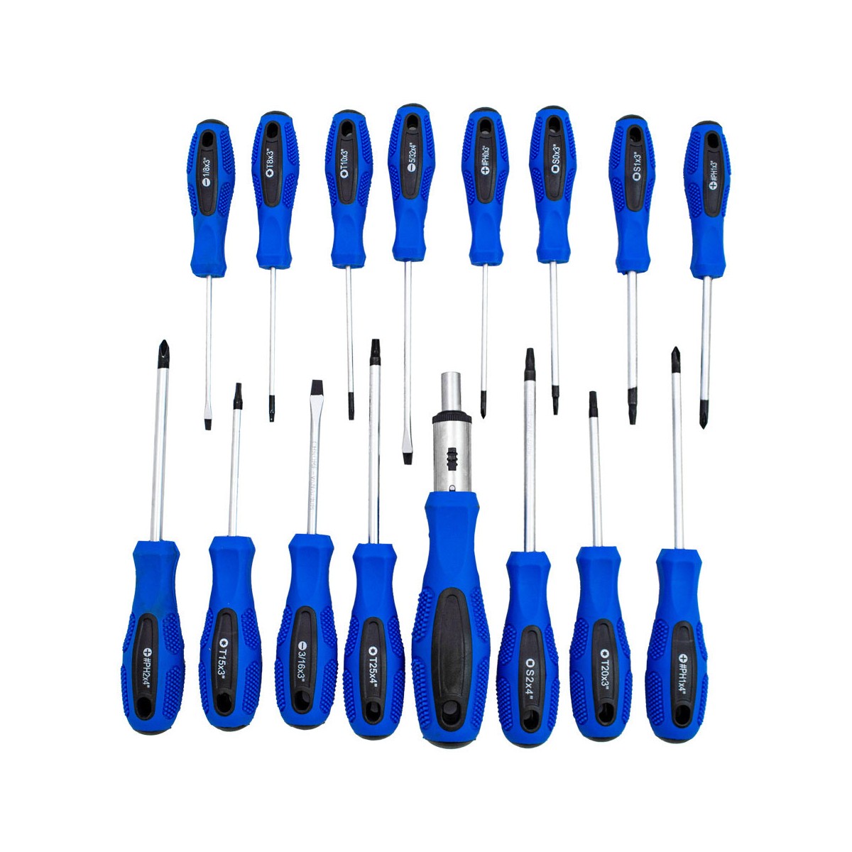 Lapos-, kereszt- és Torx-csavarhúzó készlet, 100 db