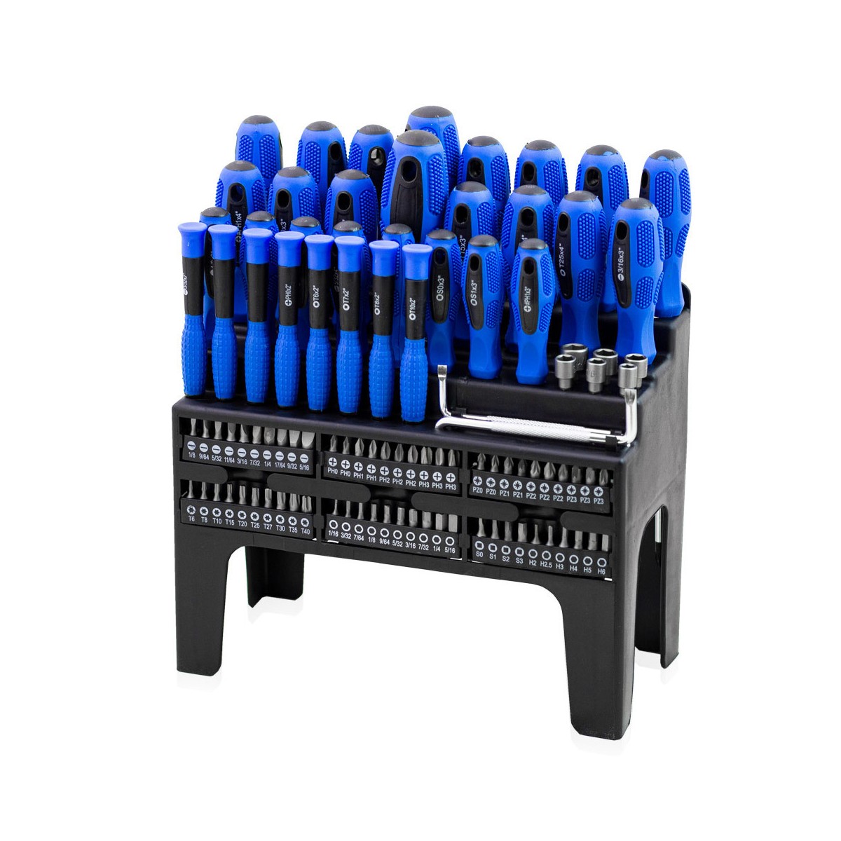 Lapos-, kereszt- és Torx-csavarhúzó készlet, 100 db