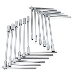 Hatszögletű dugókulcsok "T" markolattal, 8–19 mm, 12 darab.