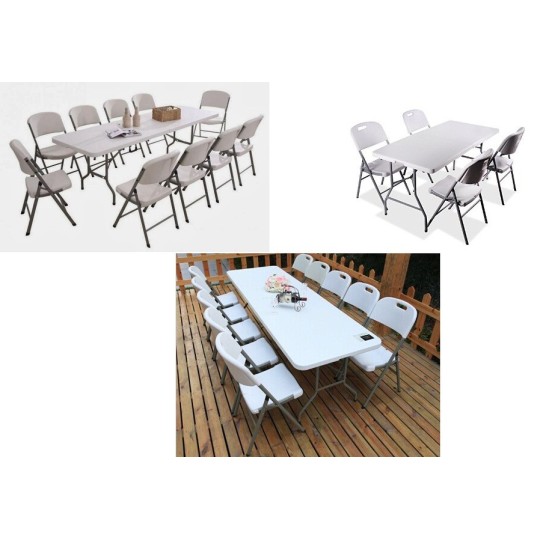 Fehér színű, 240 x 75 x 75 cm-es összecsukható cateringasztal