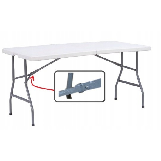 Fehér színű, 240 x 75 x 75 cm-es összecsukható cateringasztal