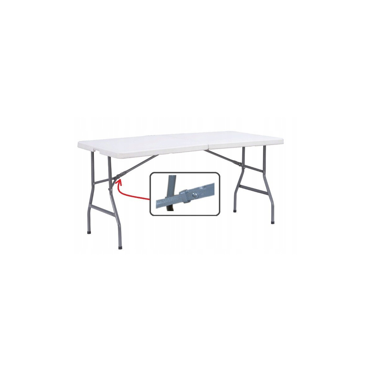 Fehér színű, 240 x 75 x 75 cm-es összecsukható cateringasztal