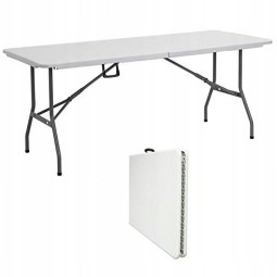 Fehér színű, 240 x 75 x 75 cm-es összecsukható cateringasztal