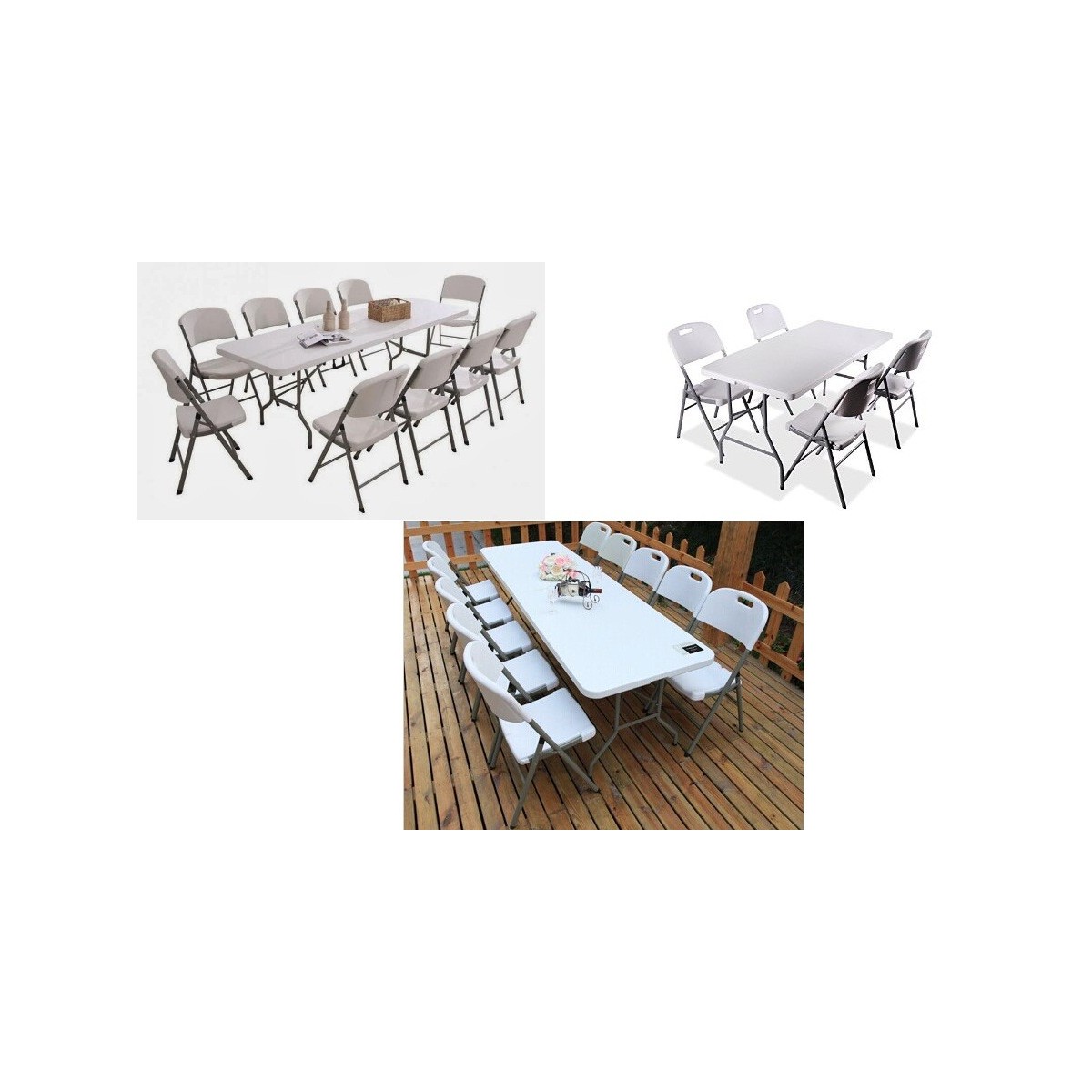 Catering összecsukható asztal fehér színben 180 x 74 x 73,5 cm