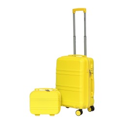 Sárga kézipoggyász kis bőrönddel