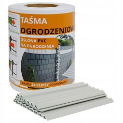 PVC szalag kerítéshez, fehér színben, méret: 19 cm x 35 m, ingyenes csipeszekkel