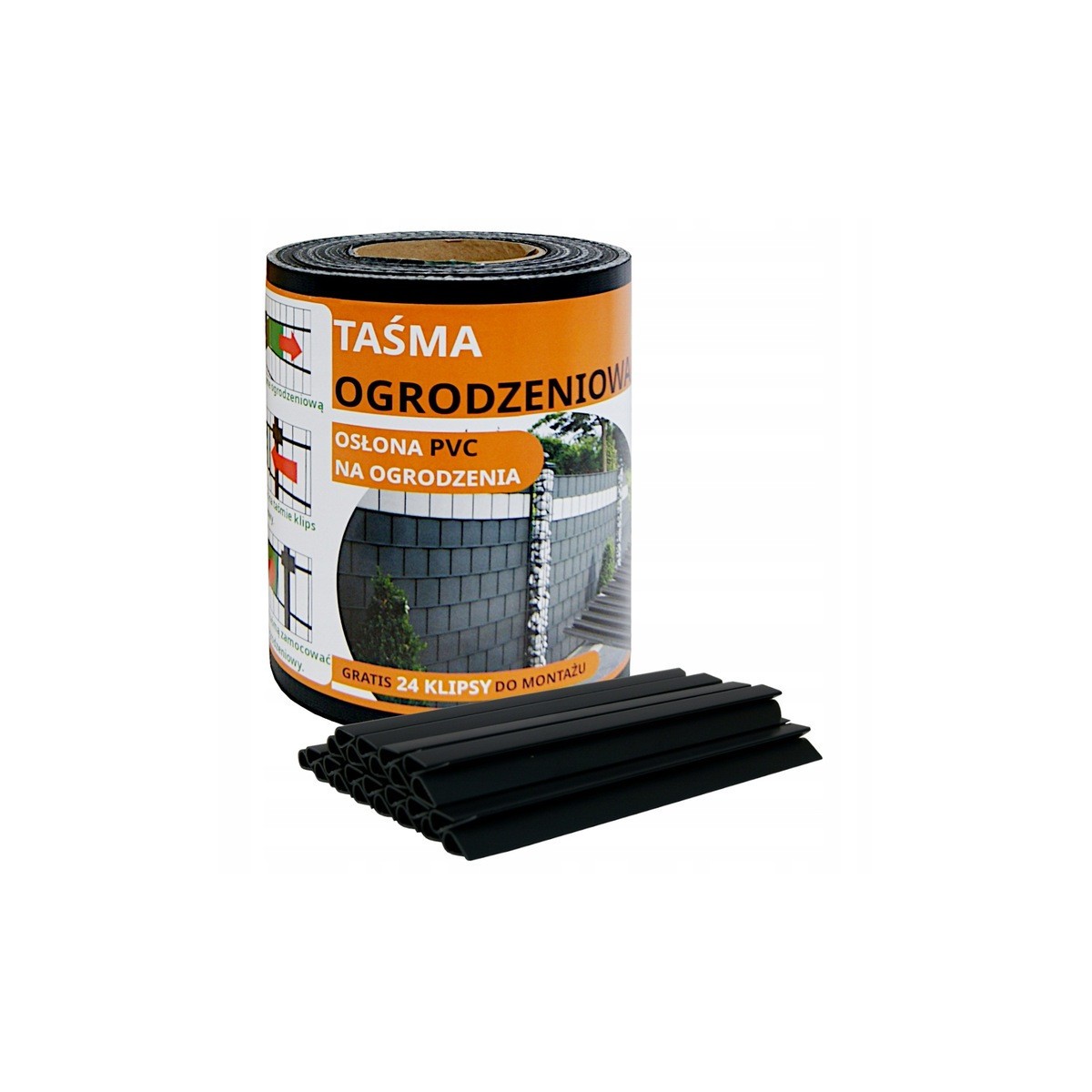 Fekete PVC kerítéstakaró szalag méretben 19 cm x 35 m + klipszek ingyen