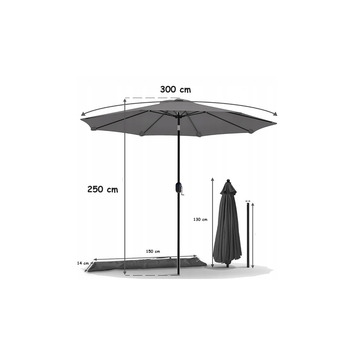 Napernyő 300 cm sötét bézs színben.