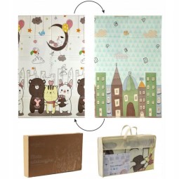 Kétoldalas játszószőnyeg, Állatkák és város, táskával, 120x180x0,8 cm