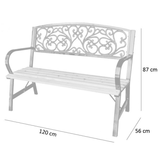 Elegáns kerti pad 120x56x87 cm