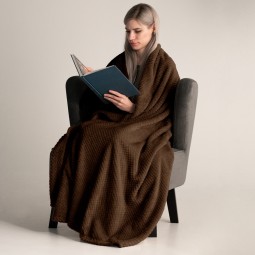 Luxusos barna pléd HENRY, jacquard mintázatú, 170x210
