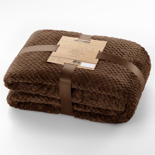 Eredeti jacquard barna HENRY takaró, mérete 70x150
