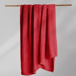 Puha piros HENRY takaró, jacquard stílusú 70x150