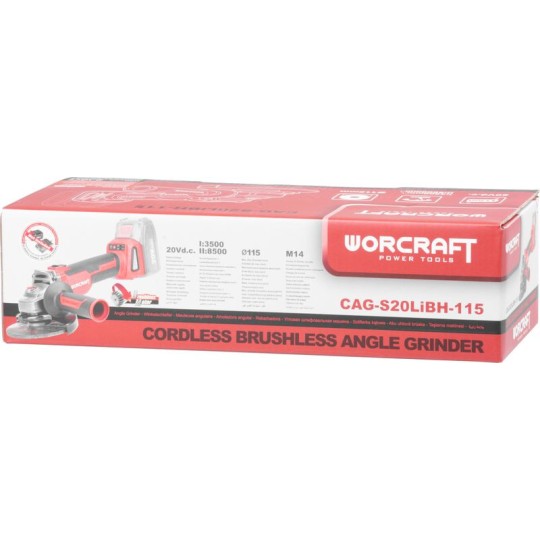Kefe nélküli Worcraft CAG-S20LiBH ShareSYS sarokcsiszoló, 125 mm-es, 20 V Li-ion