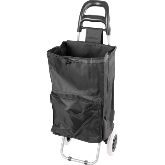 Fekete bevásárlókocsi fényvisszaverő csíkokkal, 30 kg, 35x30x96 cm