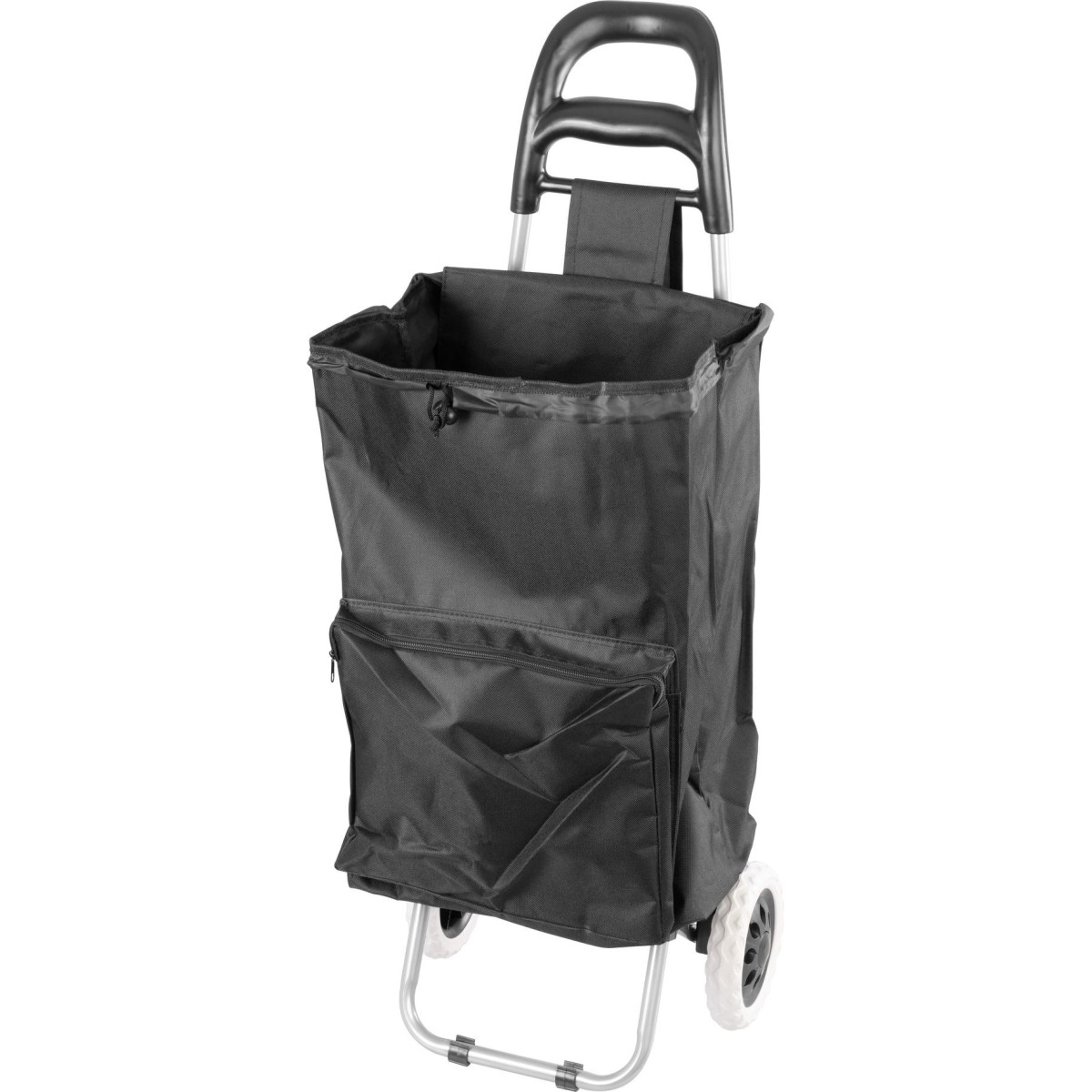 Fekete bevásárlókocsi fényvisszaverő csíkokkal, 30 kg, 35x30x96 cm