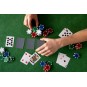 Blackjack pókerkészlet, 300 zsetonnal, 2 pakli kártyával zárható bőröndben