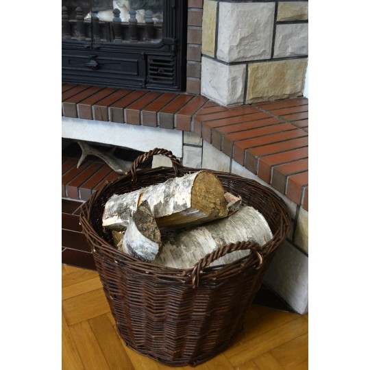 Barnaszínű tűzifa kosár, átmérője 45 cm