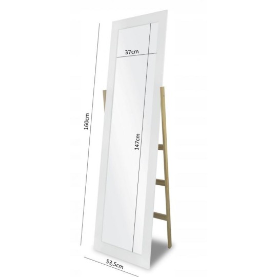 Nagy, fehér színű fa tükör, 160 cm
