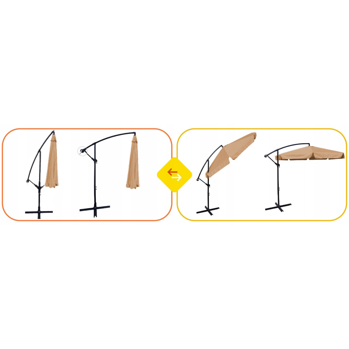 Cappucino napernyő fodros szegéllyel 350 cm