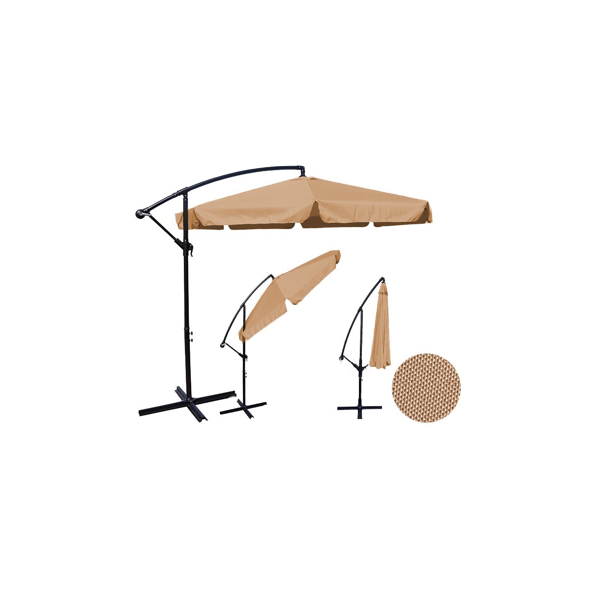 Cappucino napernyő fodros szegéllyel 350 cm