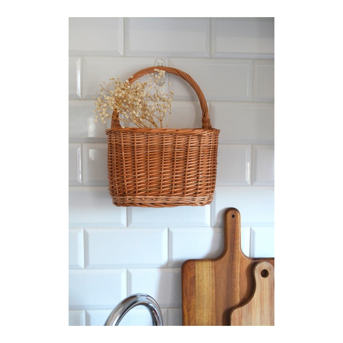 Ovális fonott kosár fogantyúval 25 cm