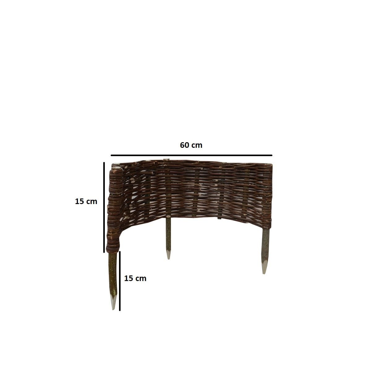 Kerekített fonott paliszád 15/60cm