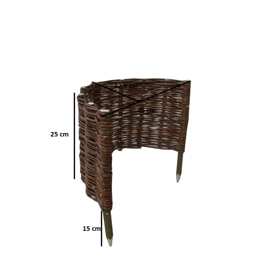Kerekített fonott paliszád 25/45 cm