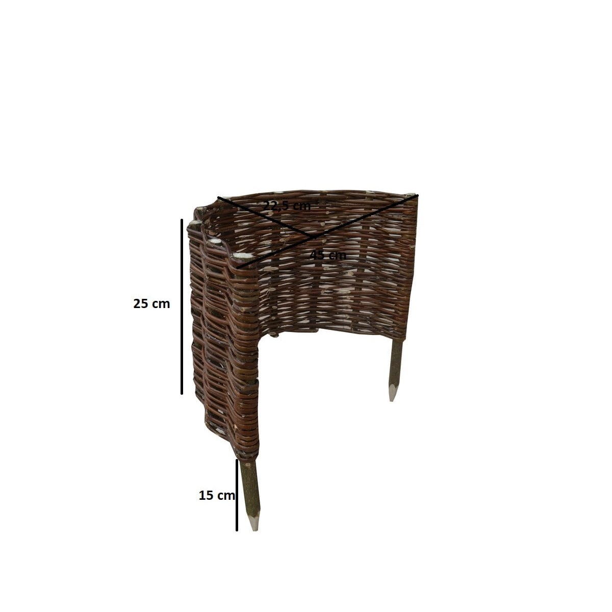Kerekített fonott paliszád 25/45 cm