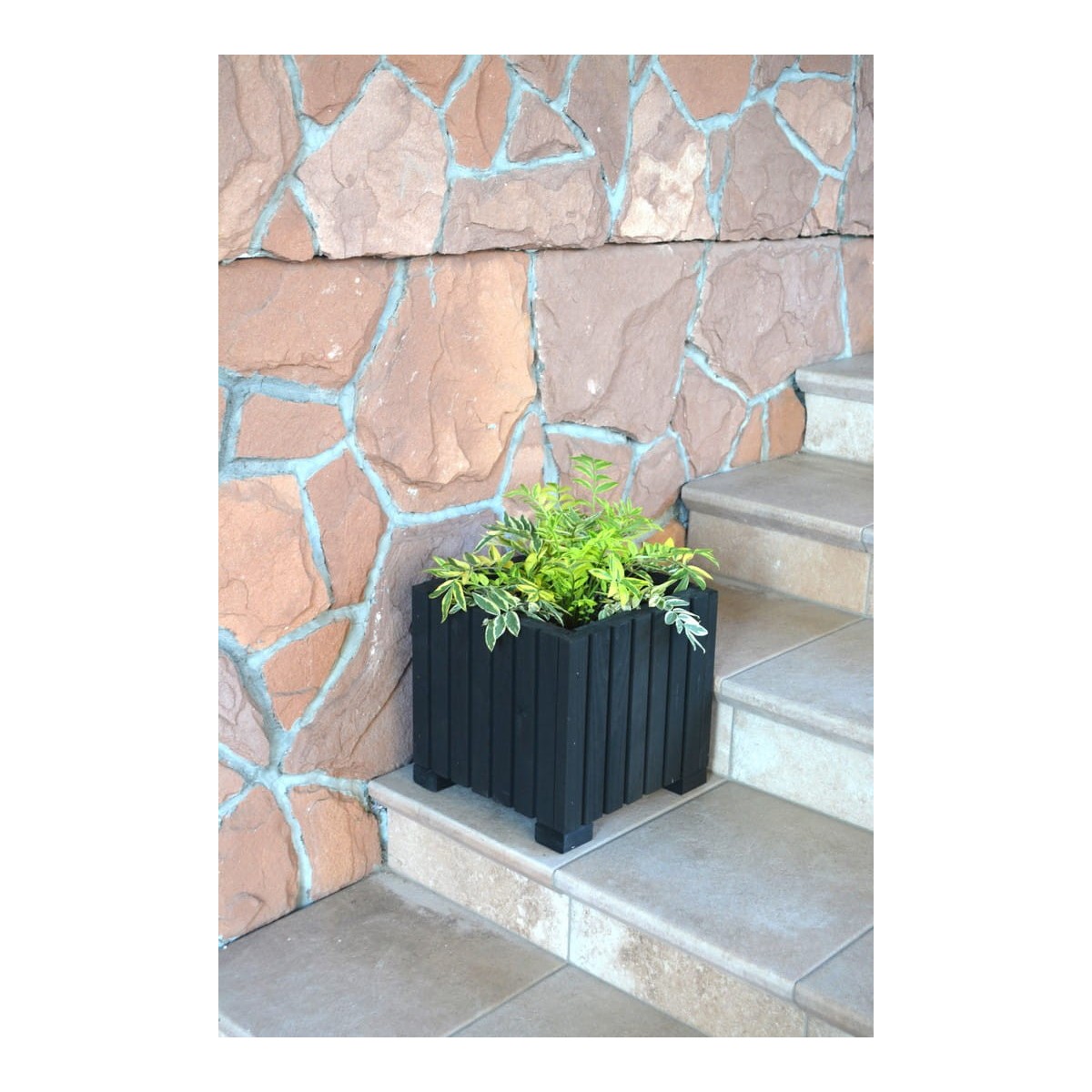 Fekete virágcserepek teraszra, 25 cm