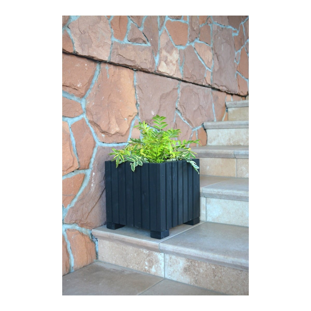 Fekete virágcserepek teraszra, 25 cm