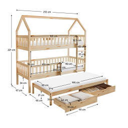 Gyerek emeletes ágy kihúzható pótággyal, VENITA TÍPUS 1