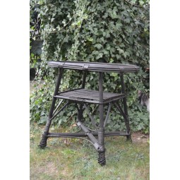 Ovális fonott asztal üveglappal - wenge