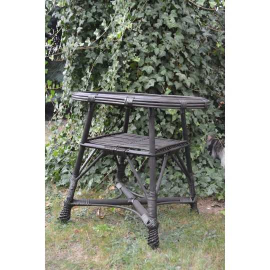 Ovális fonott asztal üveglappal - wenge