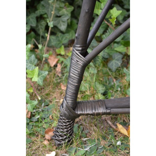 Kerek fonott kisasztal üveglappal - wenge